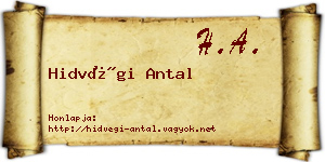 Hidvégi Antal névjegykártya
